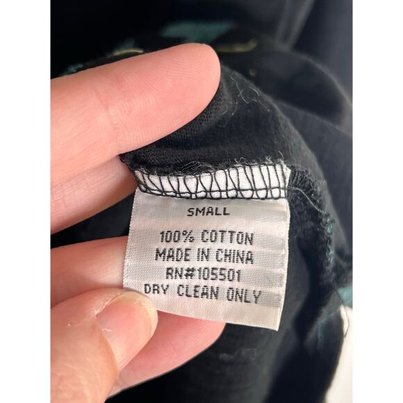 Double-D Ranch Handpainted Beaded Cotton Western Tunic Black/Blue Small - Picture 8 of 9